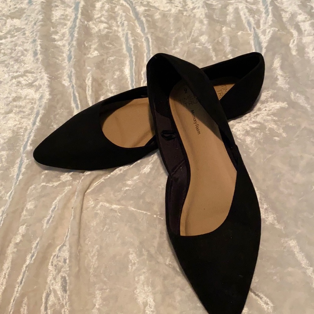 Time and True Memory Foam Black Flats Size 9